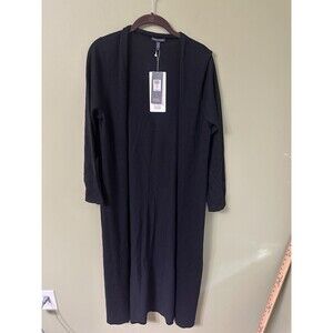 NWT Eileen Fisher Cardigan Sz Large The Icons Italian Yarn Wool Duster Black